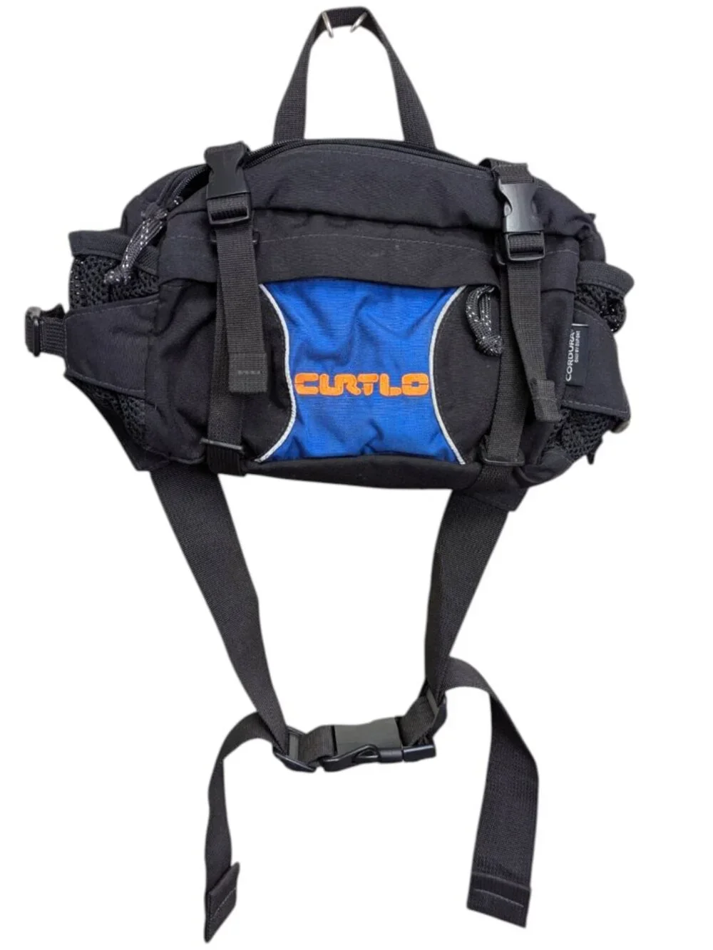 CURTLO Black Blue Cordura Adjustable Belt Crossbody Sidepack Sling Bag DrySystem
